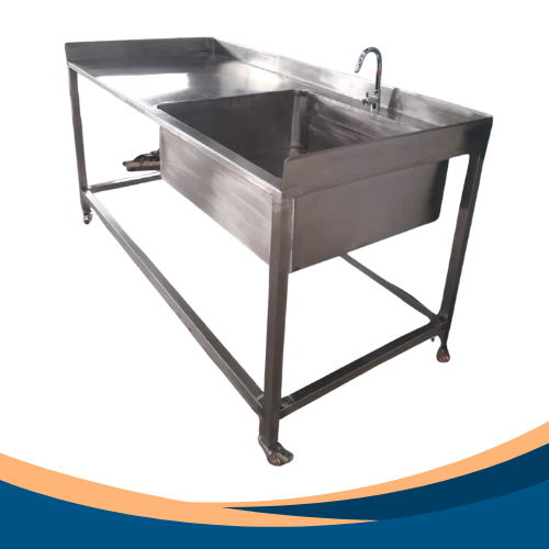 Commercial stainless steel kitchen worktable with integrated deep sink Procon ventures (opc) private limited